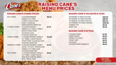 raising cane's menu